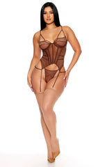 Caught Up O-Net Bustier Lingerie Set