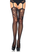 LacyNighty™ Fishnet Stockings with Jacquard Lace Top