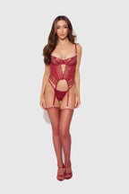 Eden Embroidered Lace Bustier & G-String Set