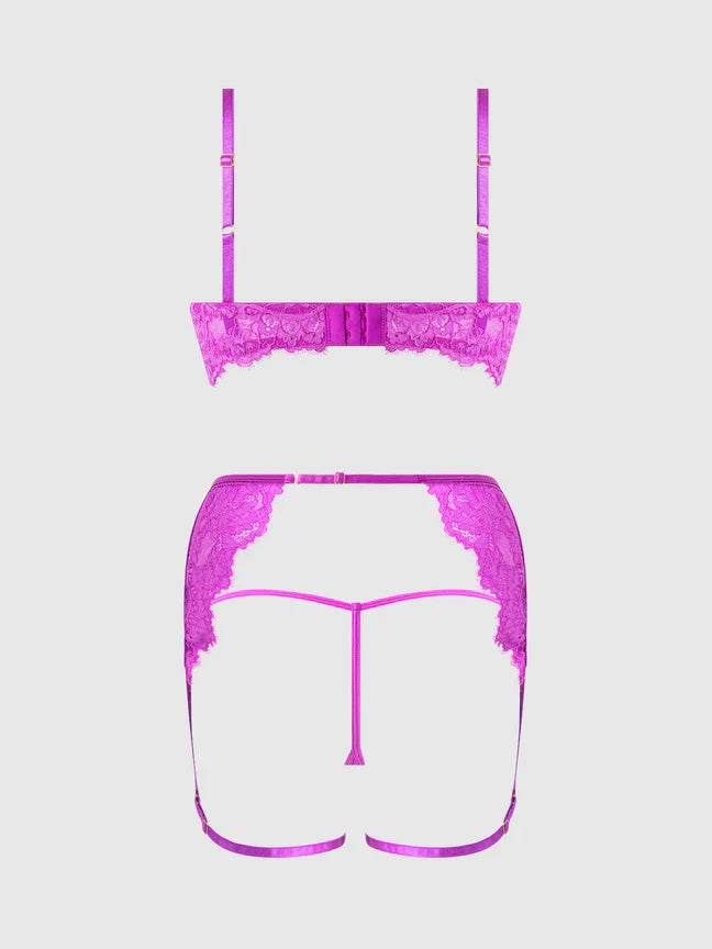 Bellvian™ Reanna Lace & Chain Bra, Garter & G-String Set
