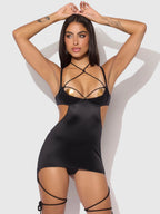 Iryna Silky Micro & Rope Open Back Chemise & G-String Set