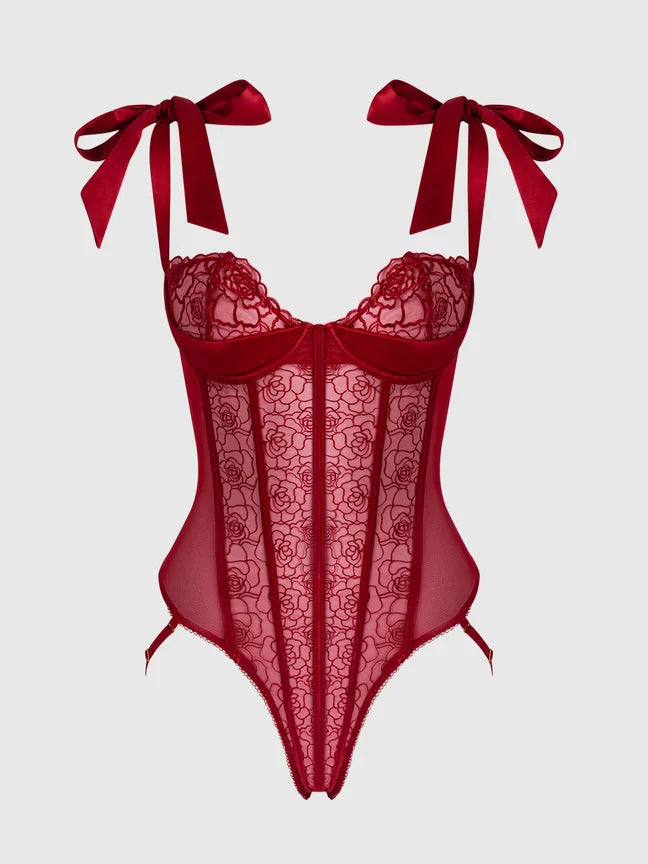 Bellvian™ Rosalie Rouge Strappy Lace Teddy