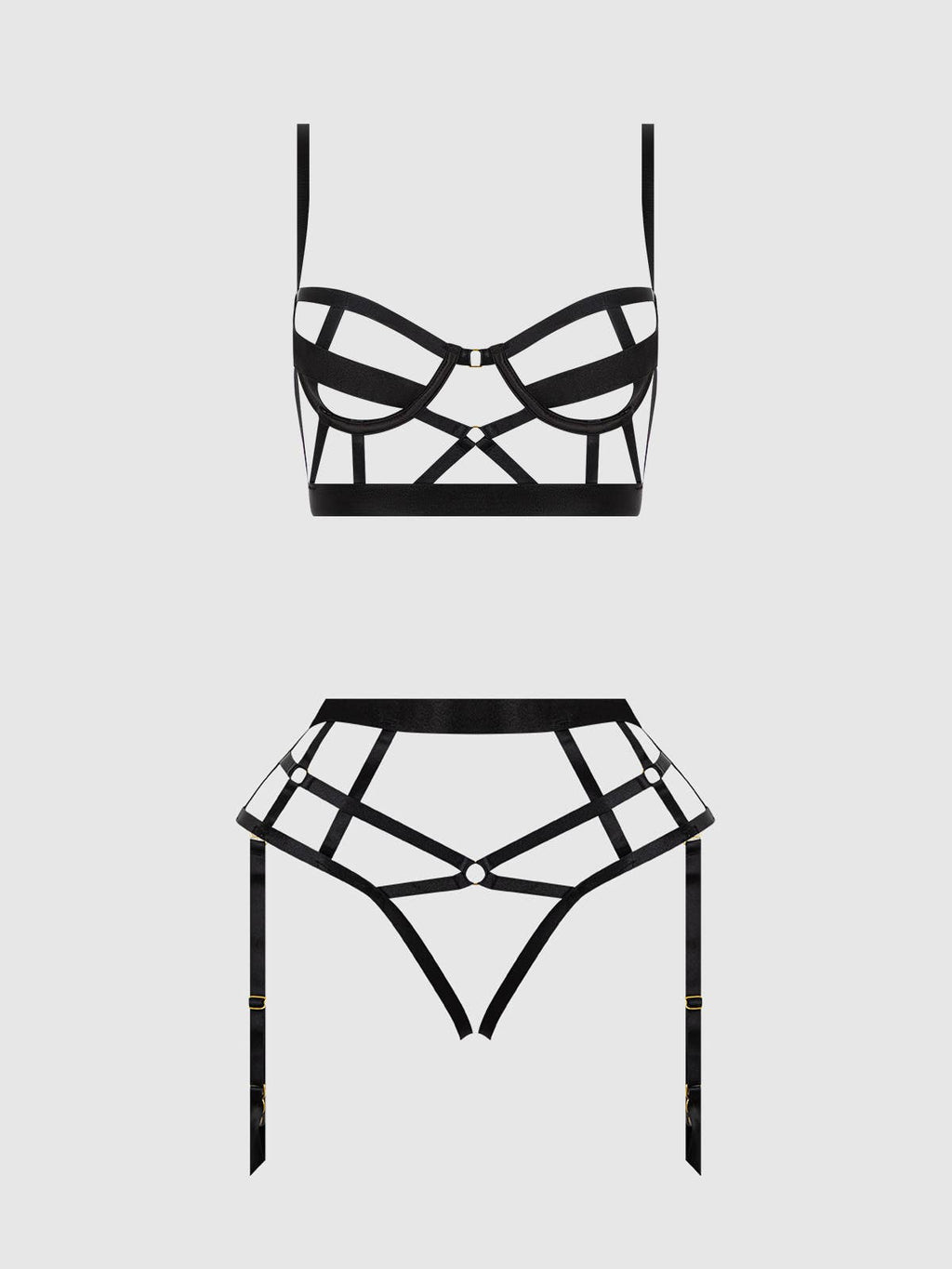 Devon Open Cup Bra & Crotchless Set