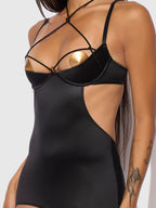 Iryna Silky Micro & Rope Open Back Chemise & G-String Set