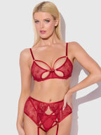 Bellvian™ Rosalie Lace Open-Cup Bra, Garter & G-String Set