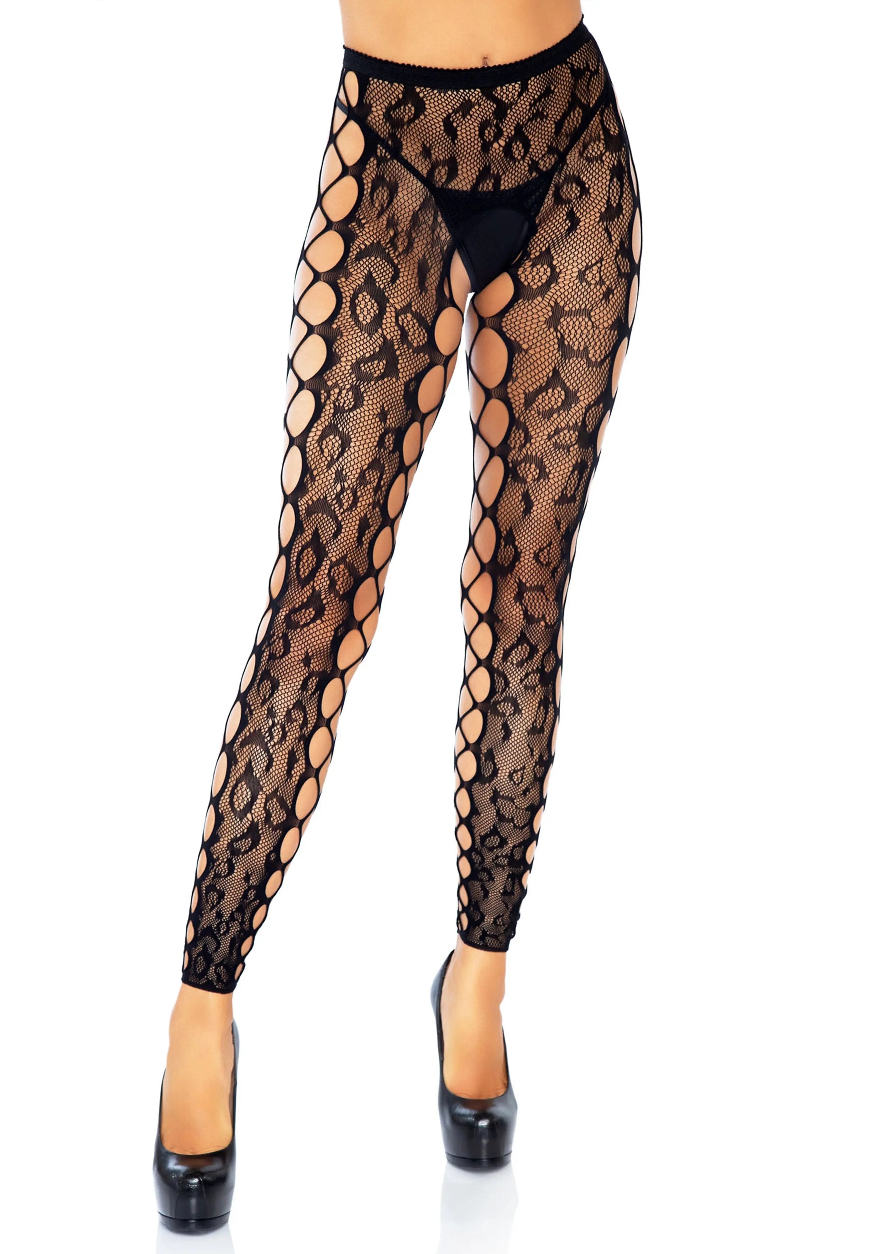Leopard Footless and Crotchless Pantyhose