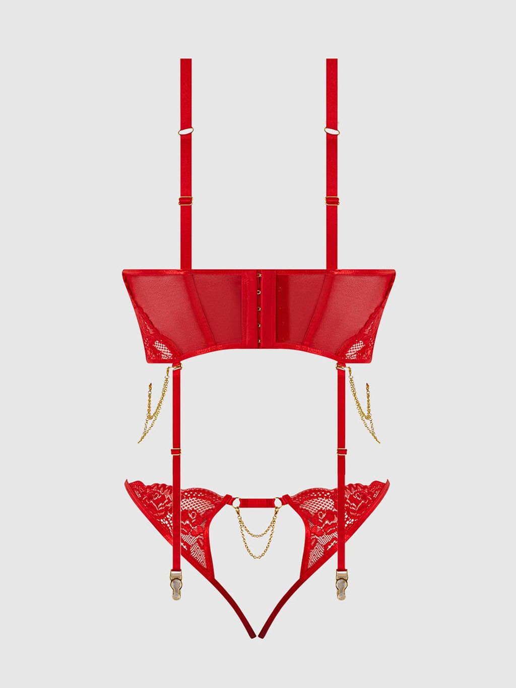 Cecily Lace & Chain Bustier & Backless Hipster Set