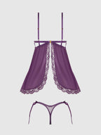 Bianca Lace & Mesh Open Cup Babydoll & Tie Side Thong Set