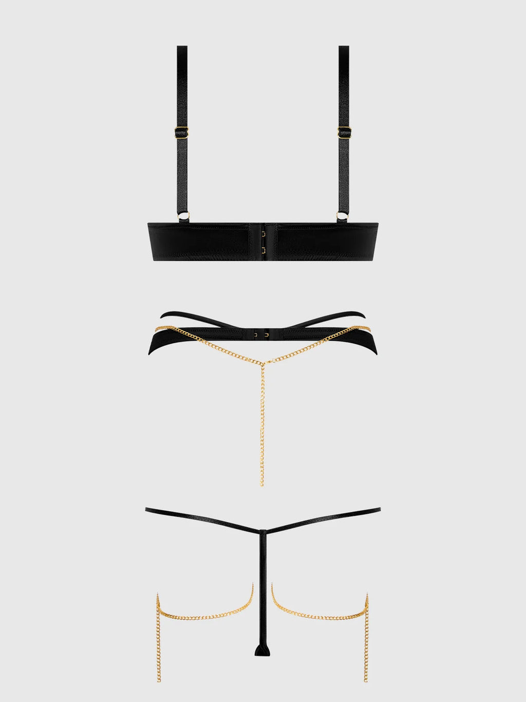 Bellvian™ Evangeline Satin & Chain Push Up Bra Set Emerald