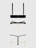 Bellvian™ Evangeline Satin & Chain Push Up Bra Set Emerald