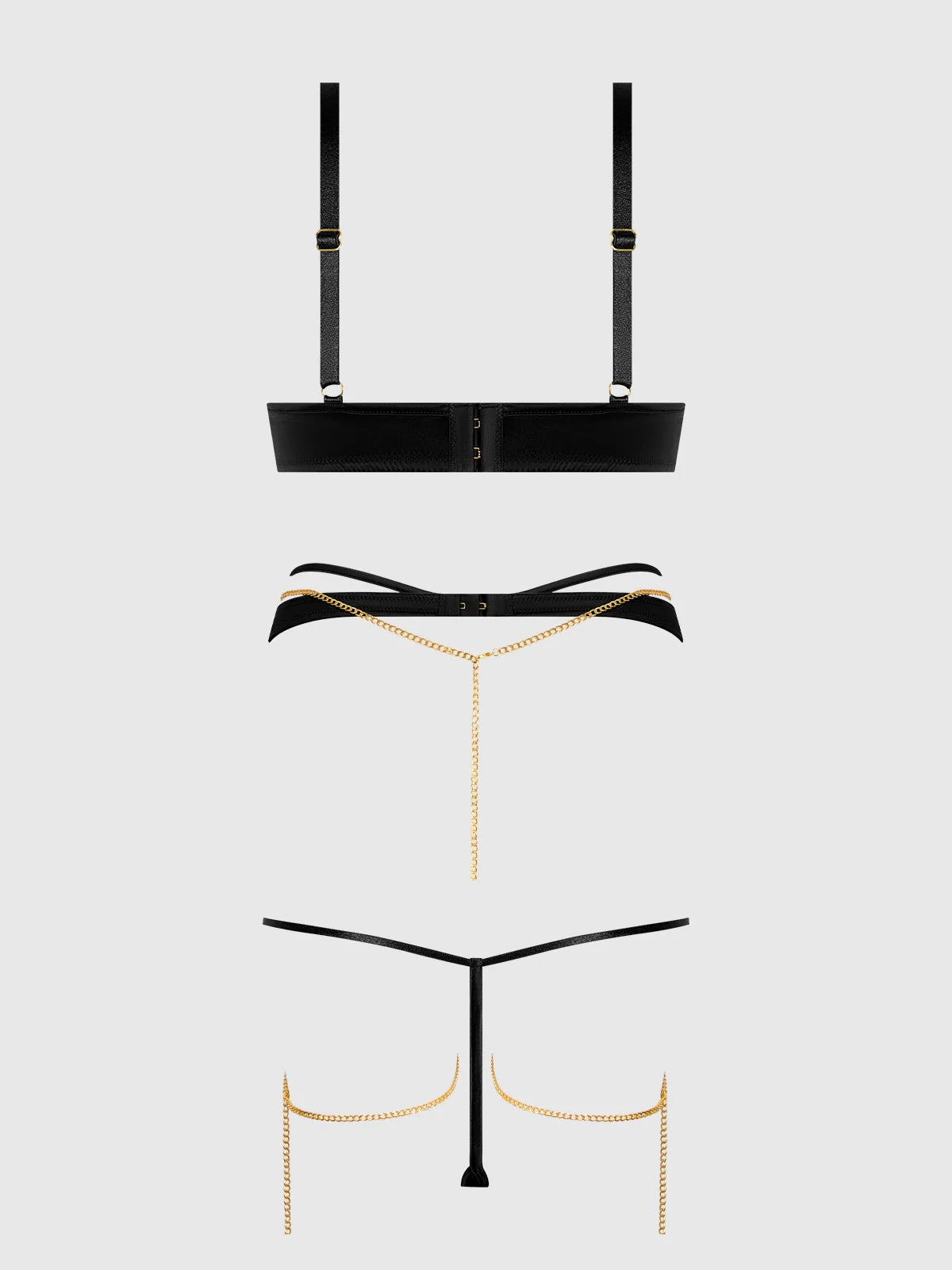 Bellvian™ Evangeline Satin & Chain Push Up Bra Set Emerald