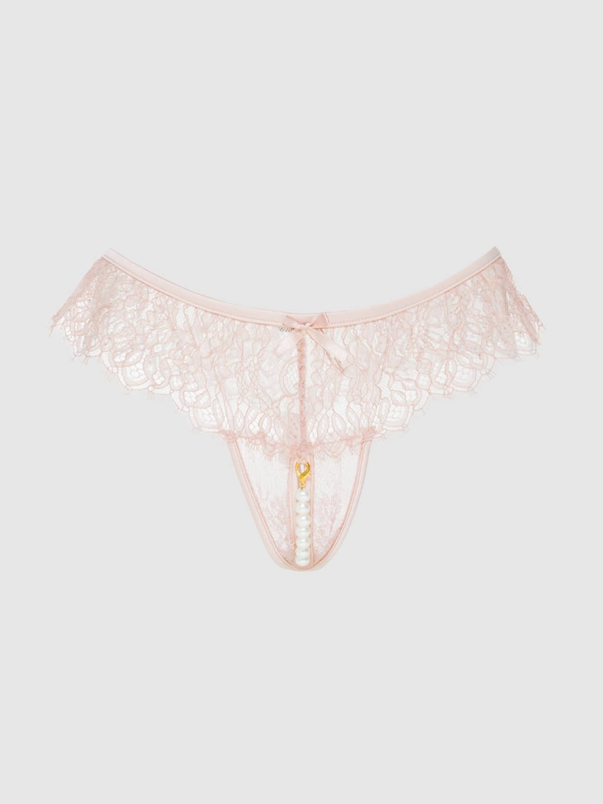 Jocelyn Lace & Pearl Crotchless Thong