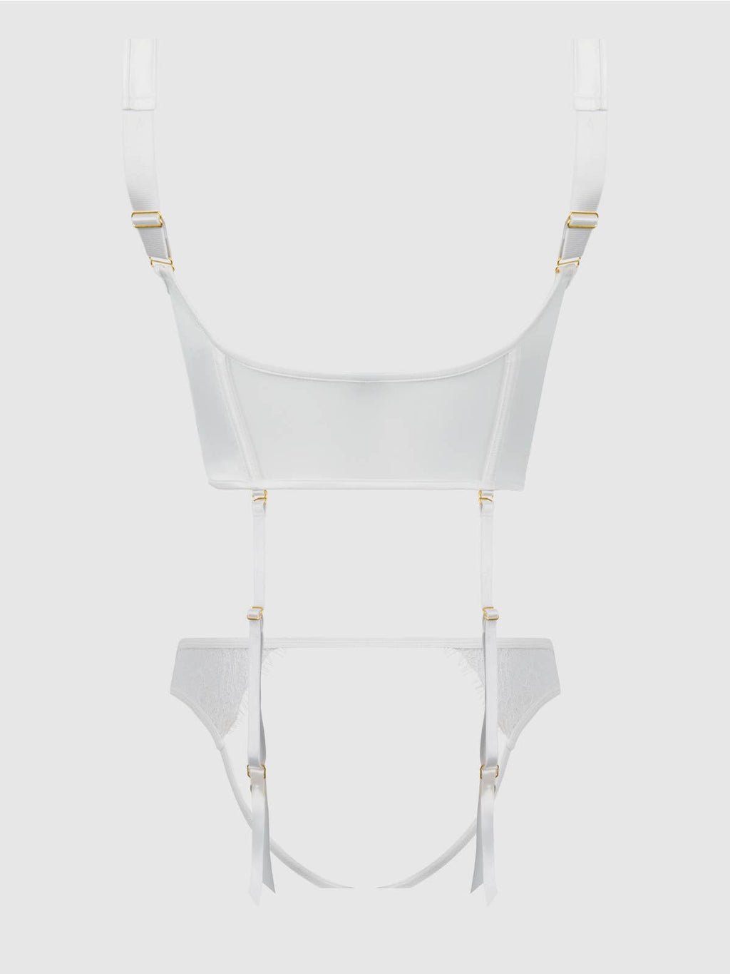 Bridal Satin & Lace Bustier & Backless Hipster Set