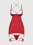 Iryna Silky Micro & Rope Open Back Chemise & G-String Set