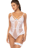 Belle Amour Bodysuit with Bridal Garter