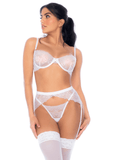 Dolce Bianca 3pc Underwired Bra and Garter Set