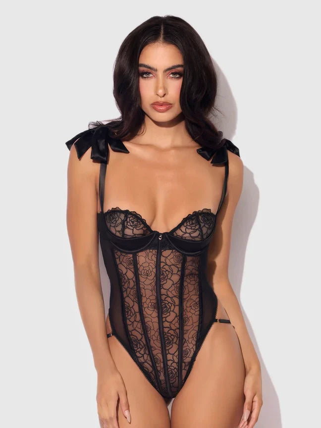 Bellvian™ Rosalie Rouge Strappy Lace Teddy
