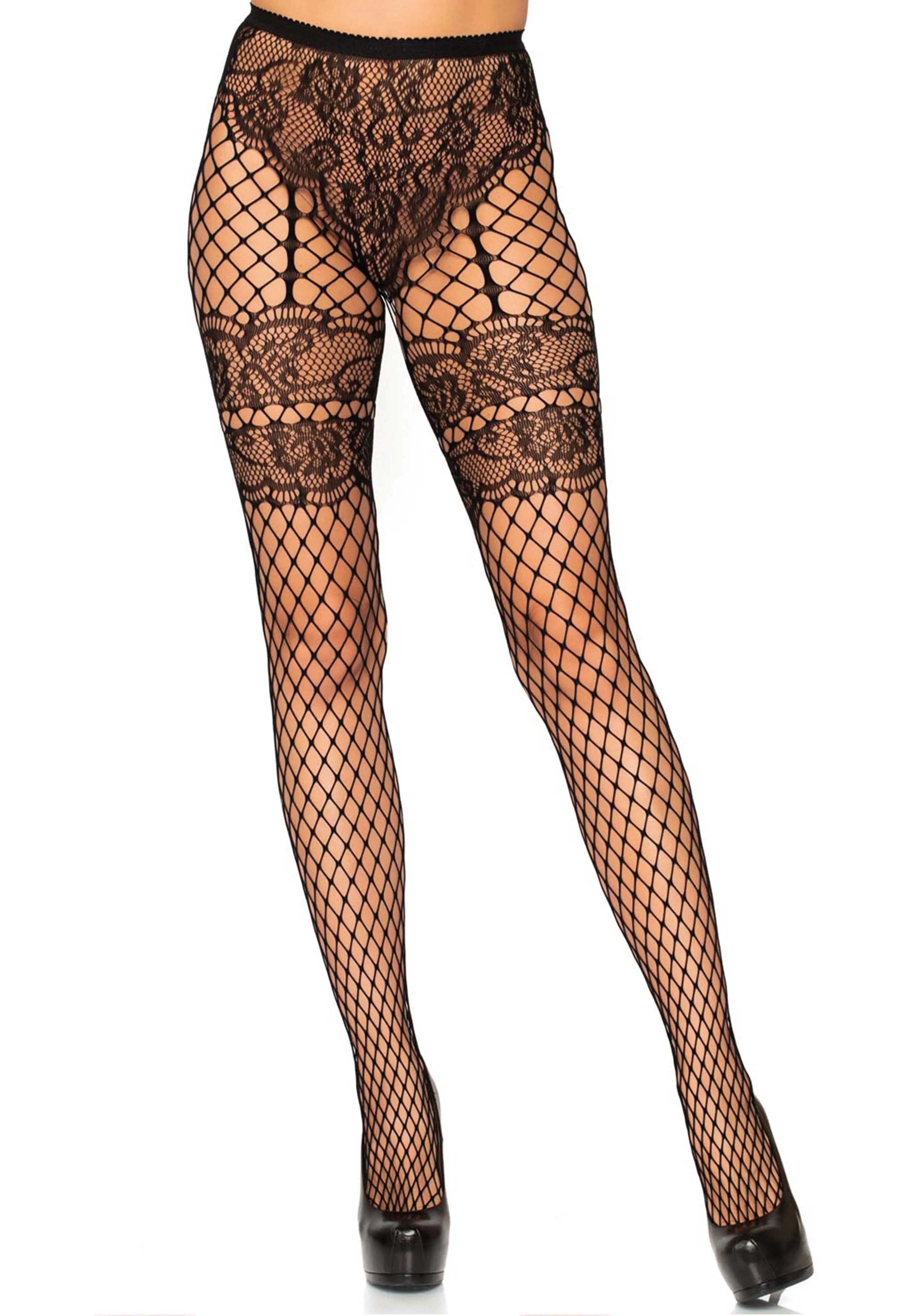 Lace French Cut Net Pantyhose