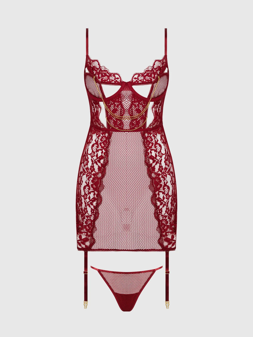 Dezi Lace & Chain Chemise Set
