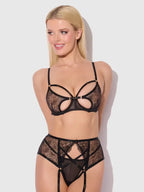 Bellvian™ Rosalie Lace Open-Cup Bra, Garter & G-String Set