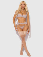 Bellvian™ Presley Rhinestone & Mesh Demi Bra, Garter & G-String Set
