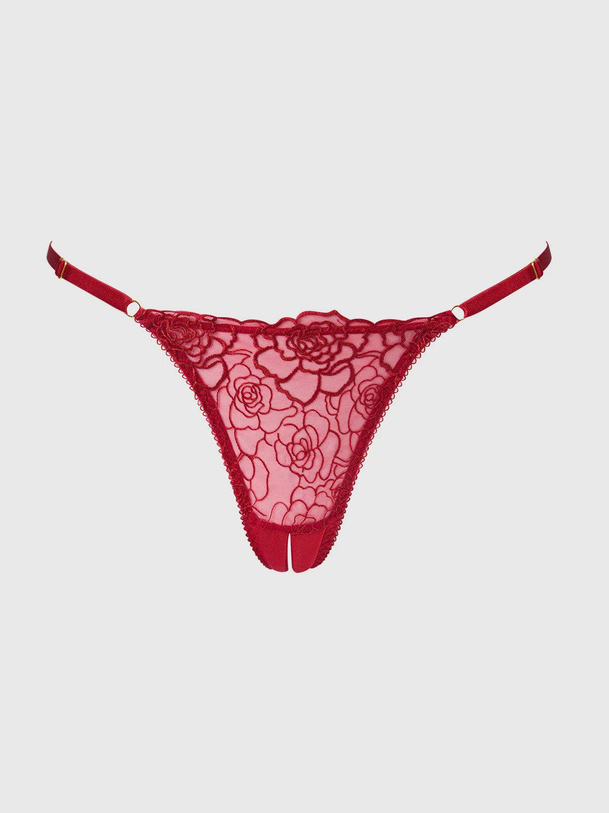 Bellvian™ Rosalie Embroidered Lace & Mesh Crotchless Thong