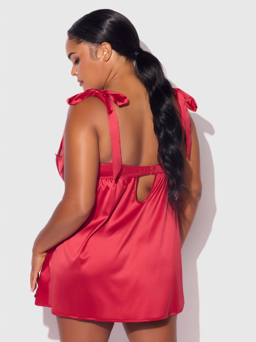 Bellvian™ Rosalie Bridal Satin and Lace Babydoll Set