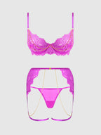 Bellvian™ Reanna Lace & Chain Bra, Garter & G-String Set