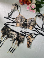 Black&Nude Ribbon Sculpting Body Lingerie Set
