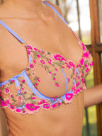 Fantasy Pink Bloom Embroidery Lingerie Set
