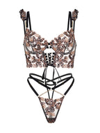 Leopard Flower Lace Lingerie Set