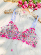 Fantasy Pink Bloom Embroidery Lingerie Set