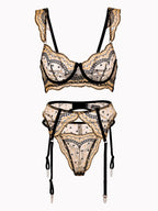 Black&Gold Luxury Lace Embroidered Lingerie Set