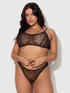 Bellvian™ Rosalie Embroidered Lace Garter Bralette & Tanga Set