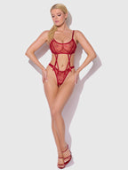 Bellvian™ Rosalie Embroidered Lace Garter Bralette & Tanga Set