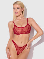 Bellvian™ Rosalie Embroidered Lace Garter Bralette & Tanga Set