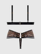 Devon Micro & O-Ring Open Bra & Crotchless Thong Set Leopard