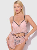 Flouncy Lace Cami & Short Sleep Set Light Pink