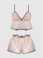 Flouncy Lace Cami & Short Sleep Set Light Pink