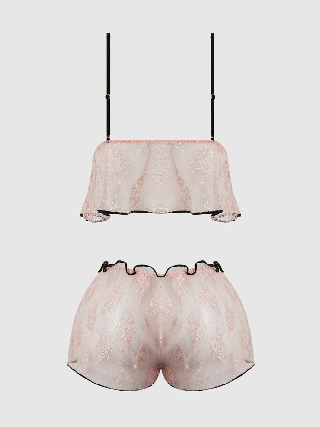 Flouncy Lace Cami & Short Sleep Set Light Pink