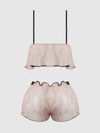 Flouncy Lace Cami & Short Sleep Set Light Pink
