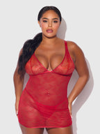 KIKI LACE STRAPPY & BACKLESS CHEMISE & G-STRING SET