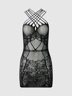 CRISS CROSS STRAPPY BODYSTOCKING DRESS