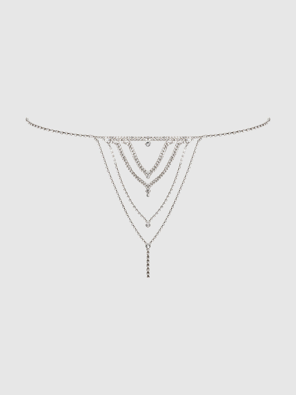 Bellvian™ Rhinestone V-Front G-String Panty Silver