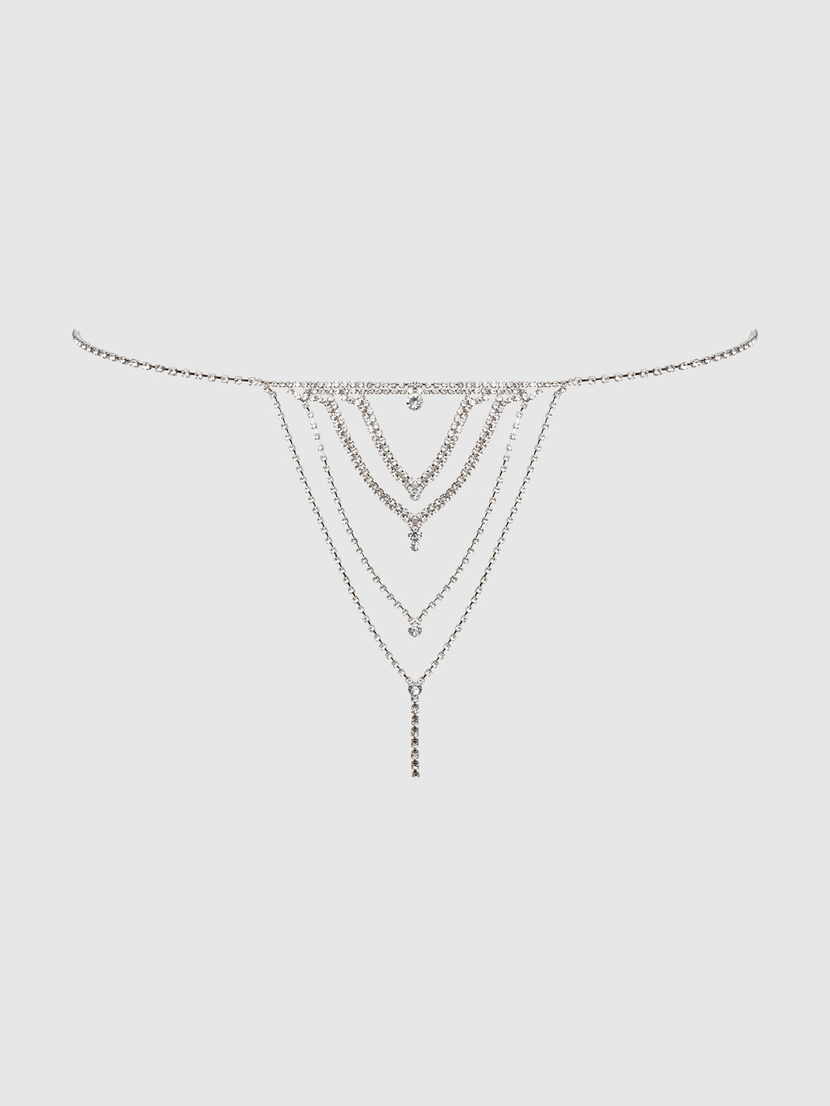 Bellvian™ Rhinestone V-Front G-String Panty Silver