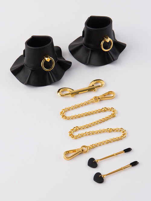 Bellvian™ Bondage Leather Like Handcuffs & Clamps