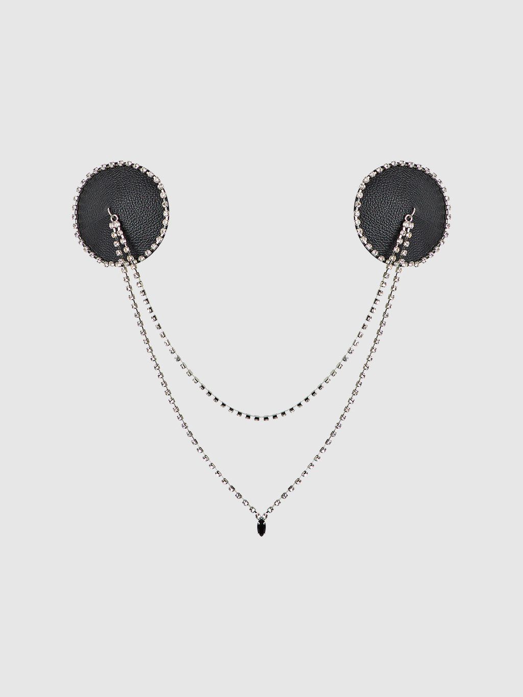 RHINESTONE & LEATHER-LIKE DRAPED PASTIES