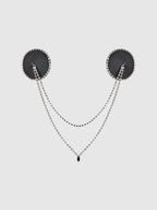 RHINESTONE & LEATHER-LIKE DRAPED PASTIES