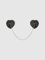 Bellvian™ Studded & Chain Draped Leather-Like Heart Pasties