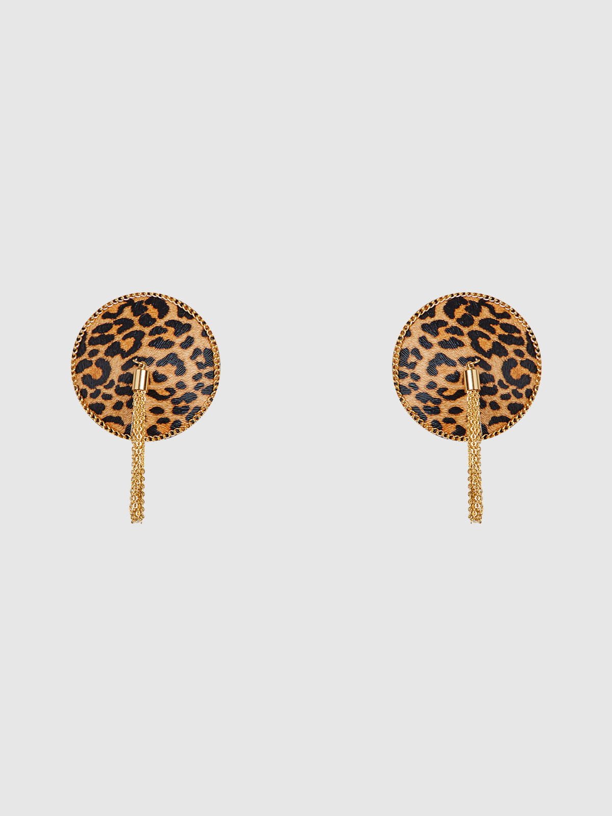 LEOPARD & GOLD CHAIN ROUND TASSEL PASTIES